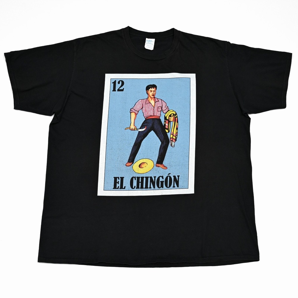 El Valiente T-Shirt Mens 3XL‎ Black Lotería Graphic Tee Mexican Bingo Retro